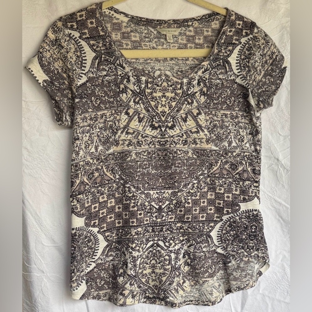 Lucky Brand Patterned Short Sleeve Top XS